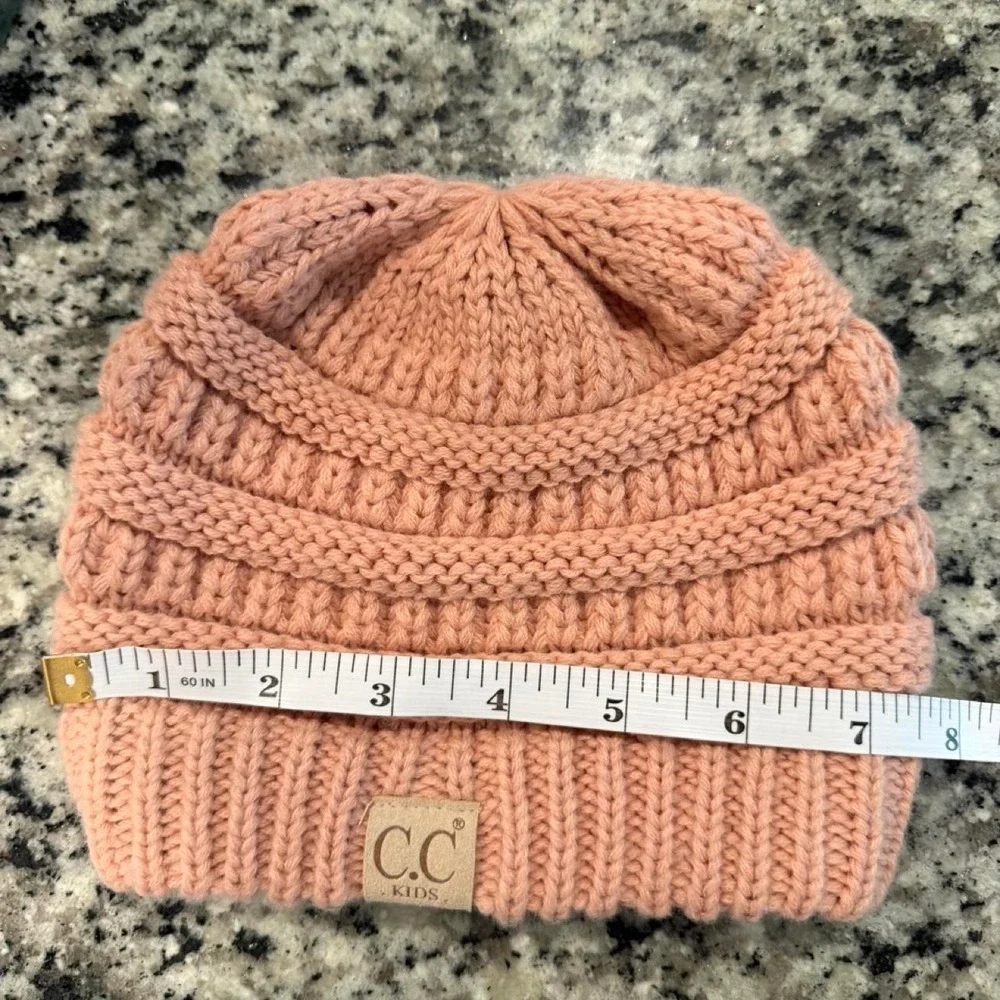 C.C Kids Peach Pink Cable Knit Beanie Winter Hat